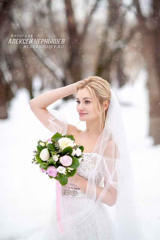 зимнее фото невесты